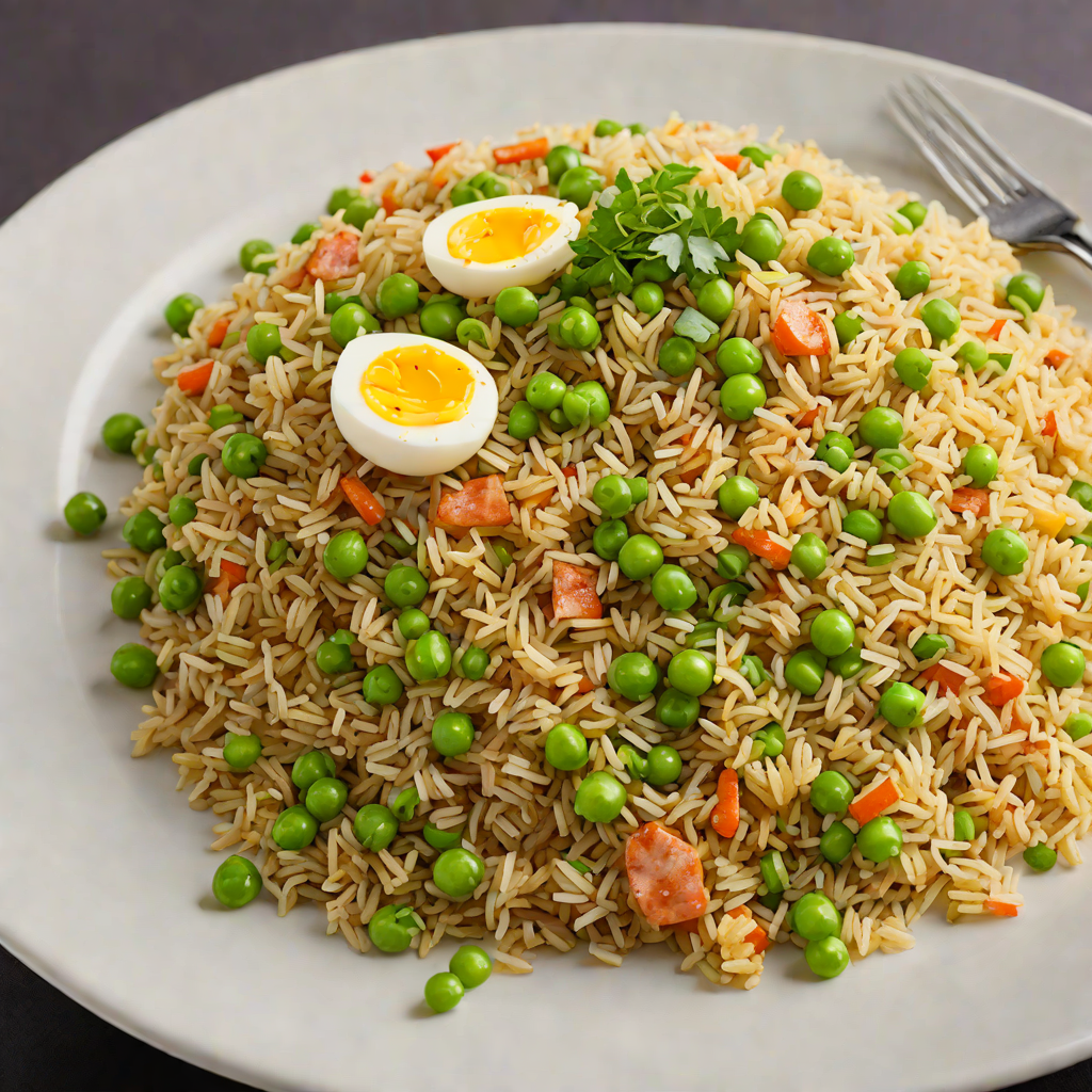 Chinese-Style Egg Fried Rice with Scallions and Peas