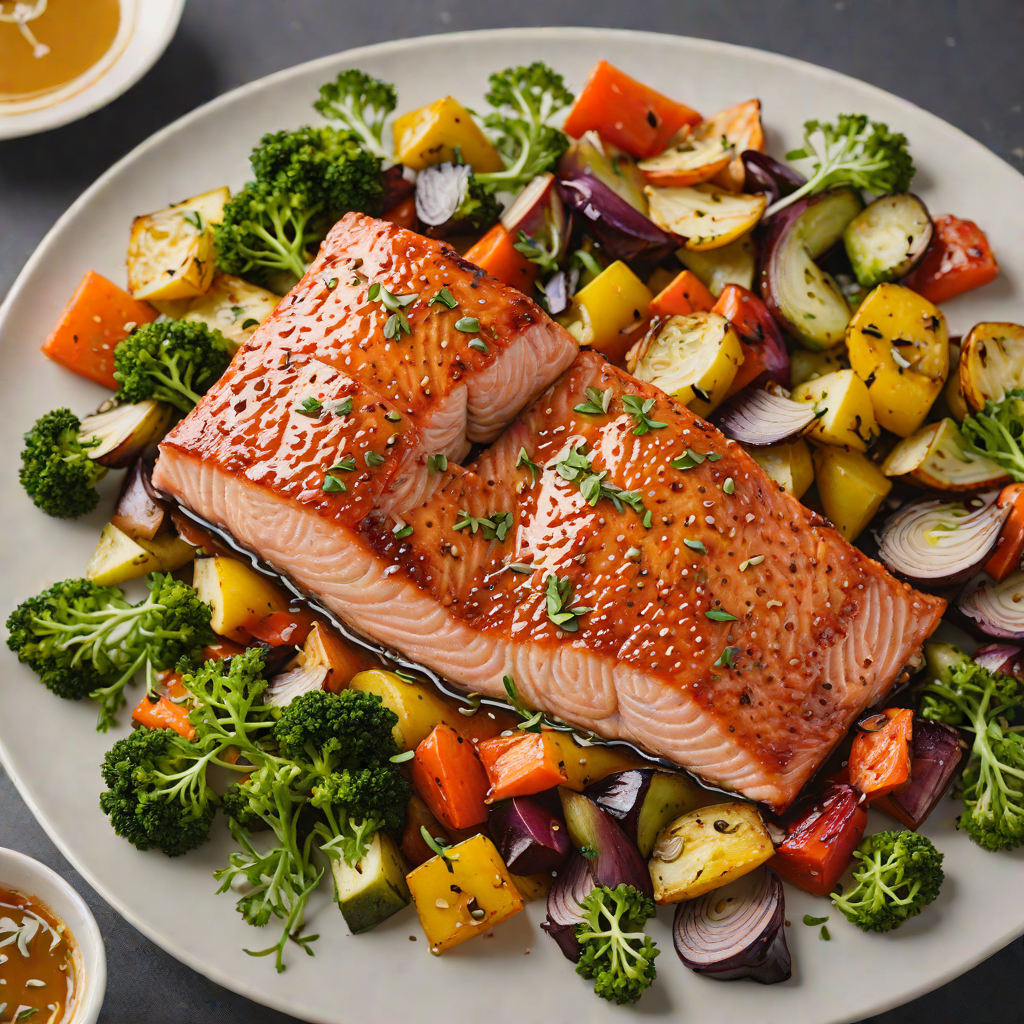 Sheet Pan Honey-Garlic Glazed Salmon with Roasted Vegetables