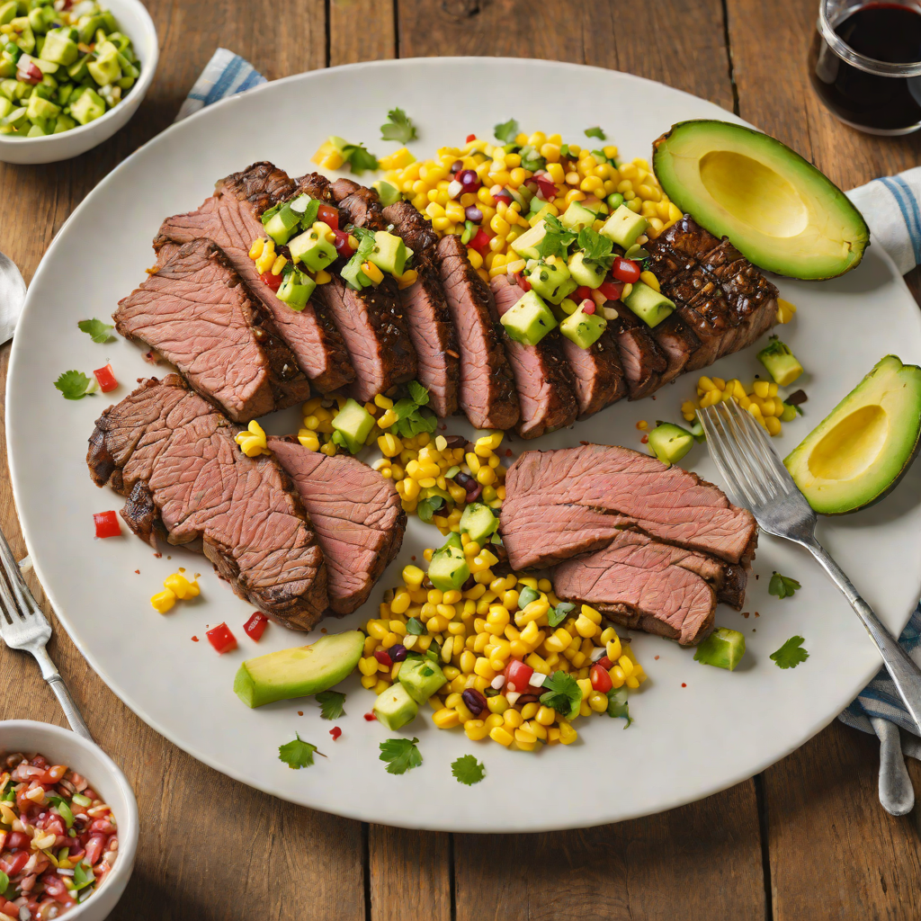 Grilled Tri-Tip Steak with Charred Corn and Avocado Salsa