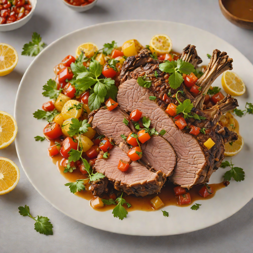 Slow-Roasted Lamb Shoulder with Lemon and Bush Tomato Relish
