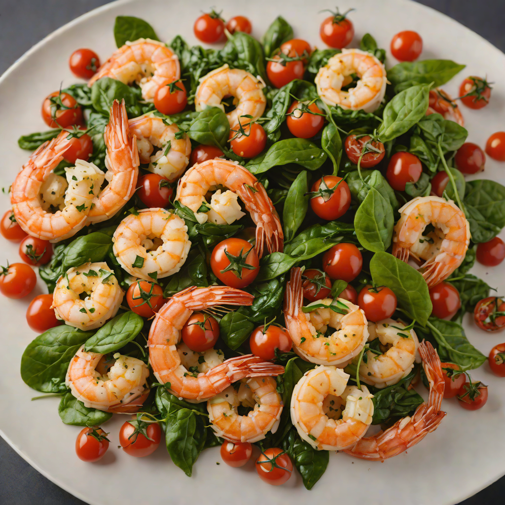 Sautéed Shrimp with Garlic, Spinach, and Roasted Cherry Tomatoes