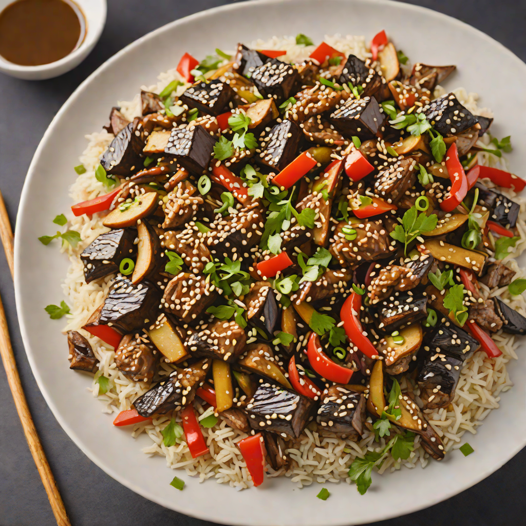 Eggplant Stir-Fry with Sesame Ginger Beef