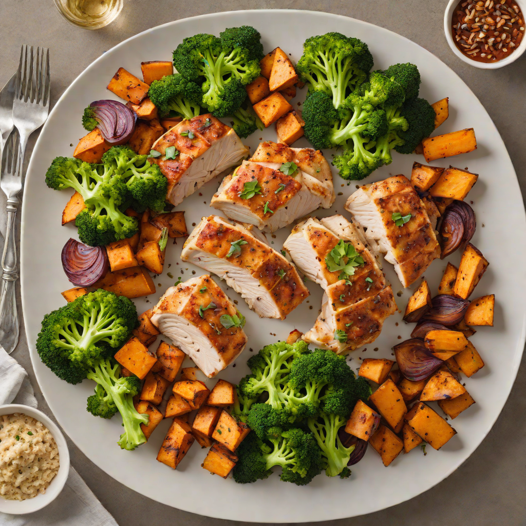 Sheet Pan Cajun-Spiced Chicken with Roasted Sweet Potatoes and Broccoli