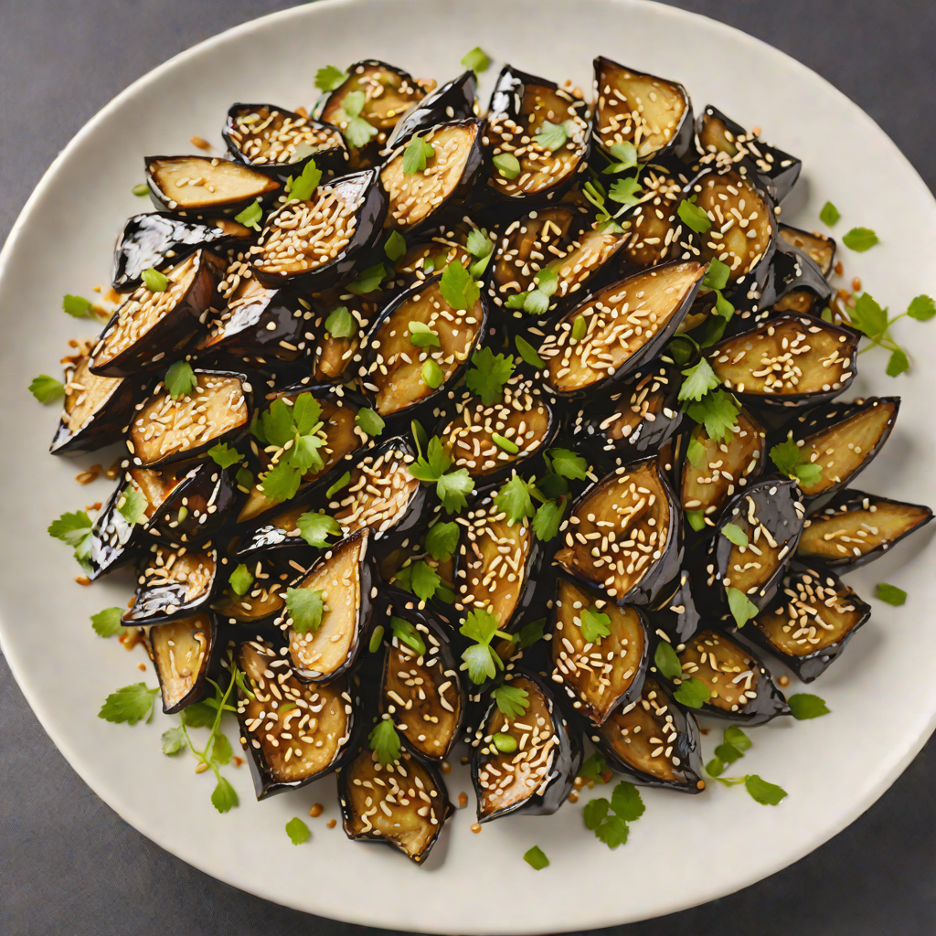 Stir-Fried Garlic Eggplant with Sesame and Scallions