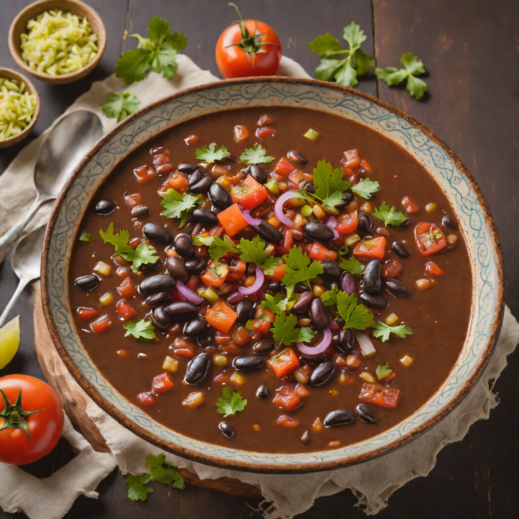 Spiced Guatemalan Black Bean Soup with Tomato and Onion