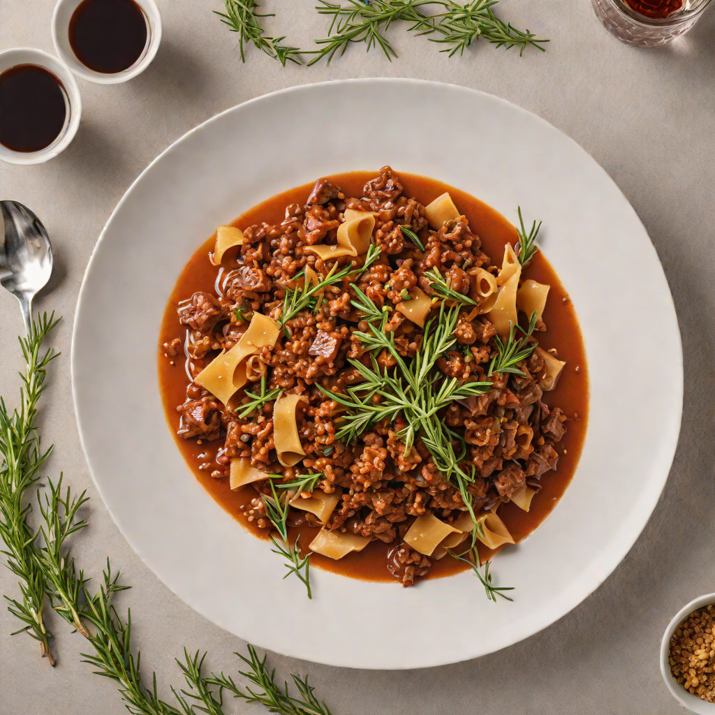 Slow-Cooked Kangaroo Ragu with Shiraz and Rosemary