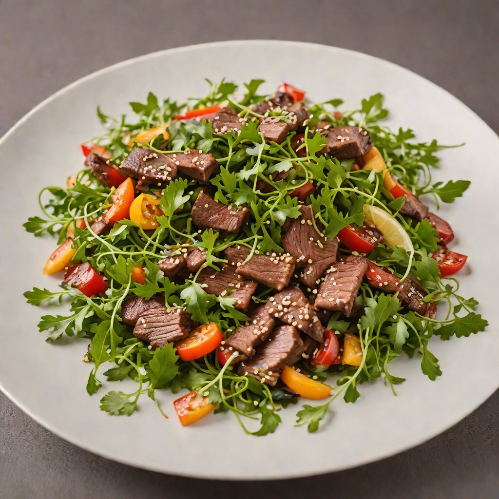 Kangaroo Stir-Fry with Finger Lime and Wild Rocket