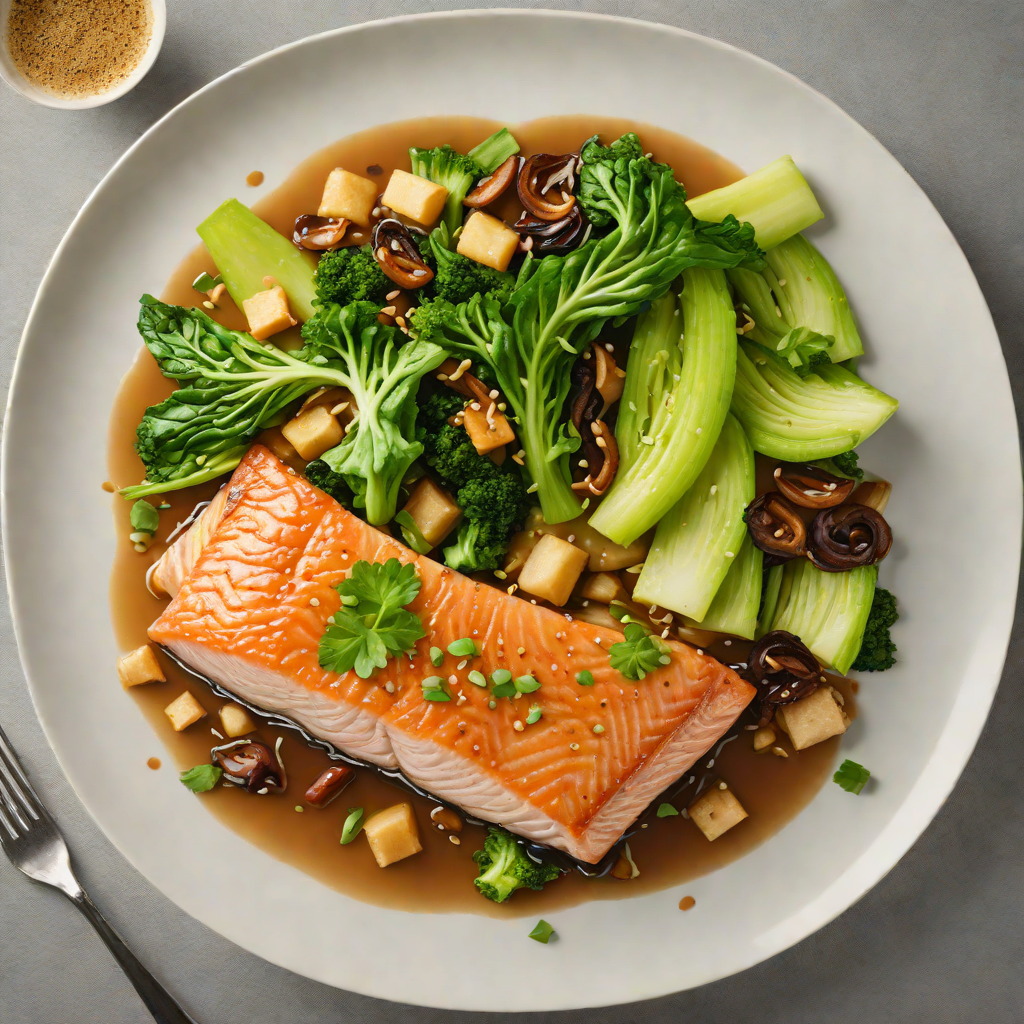 Cloud-Steamed Ginger Soy Salmon with Sautéed Bok Choy