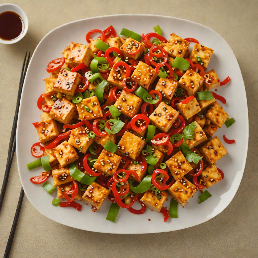 Spicy Szechuan Stir-Fried Tofu with Peppers and Scallions