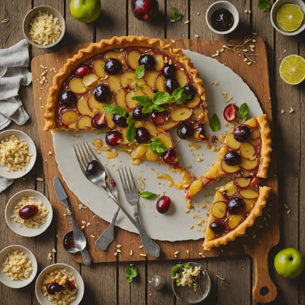 Macadamia and Davidson’s Plum Tart with Finger Lime Glaze