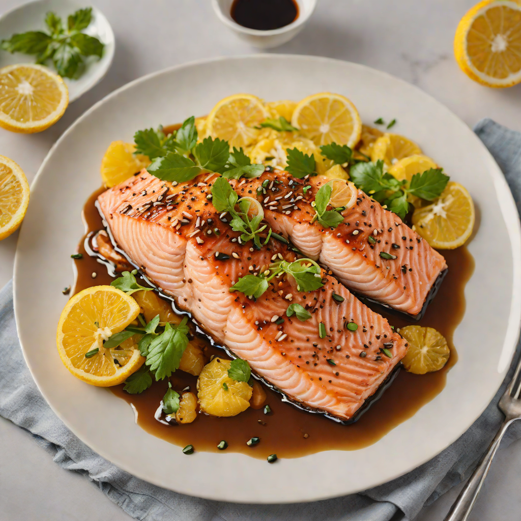 Half-Glazed Citrus Salmon with Ginger Soy Sauce