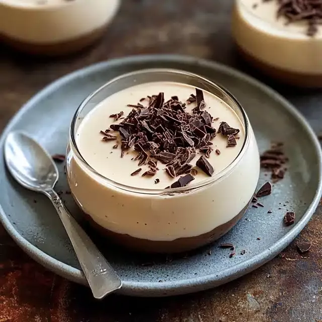 Quick Espresso Panna Cotta with Dark Chocolate Shavings