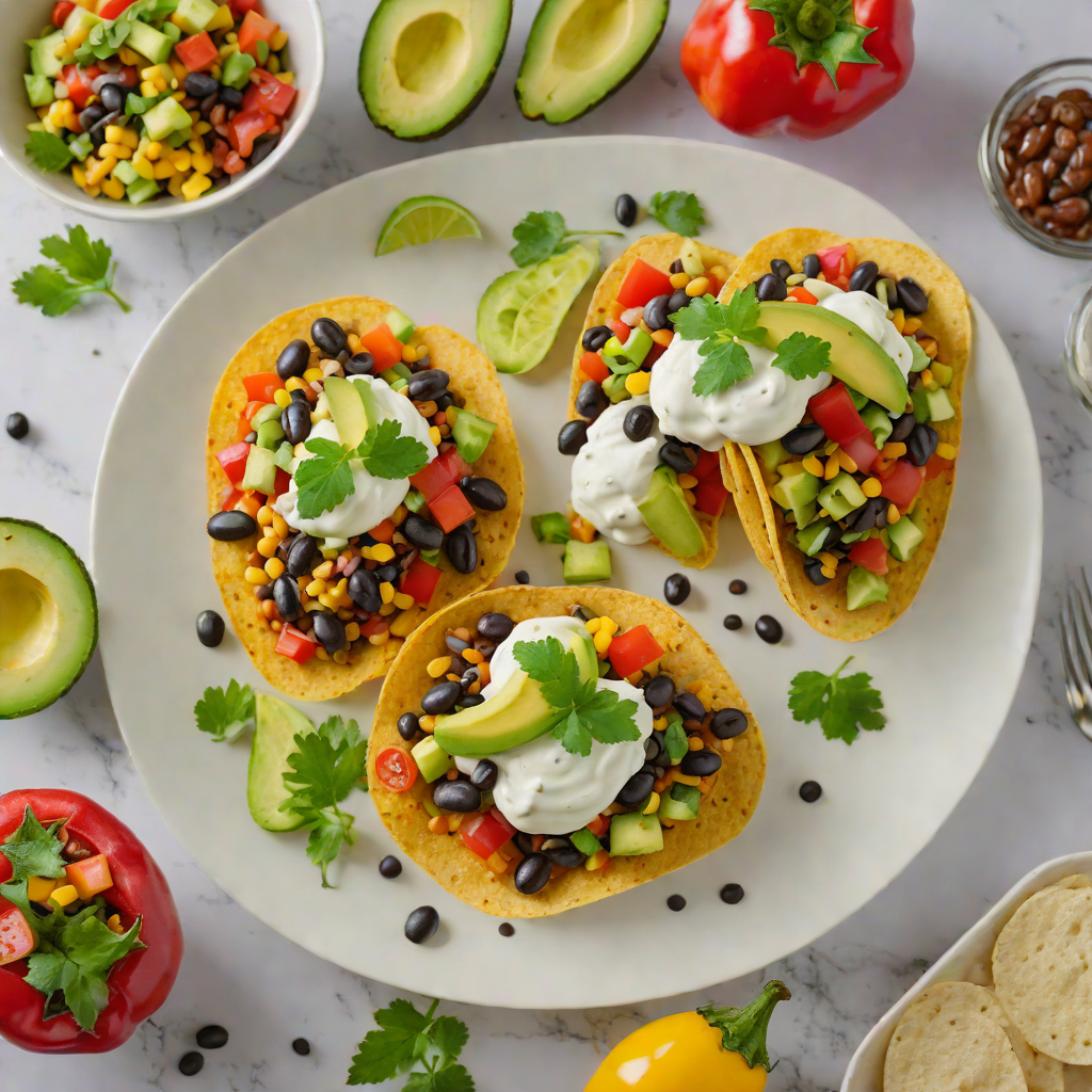 Taco-Stuffed Bell Peppers with Black Beans and Avocado Crema