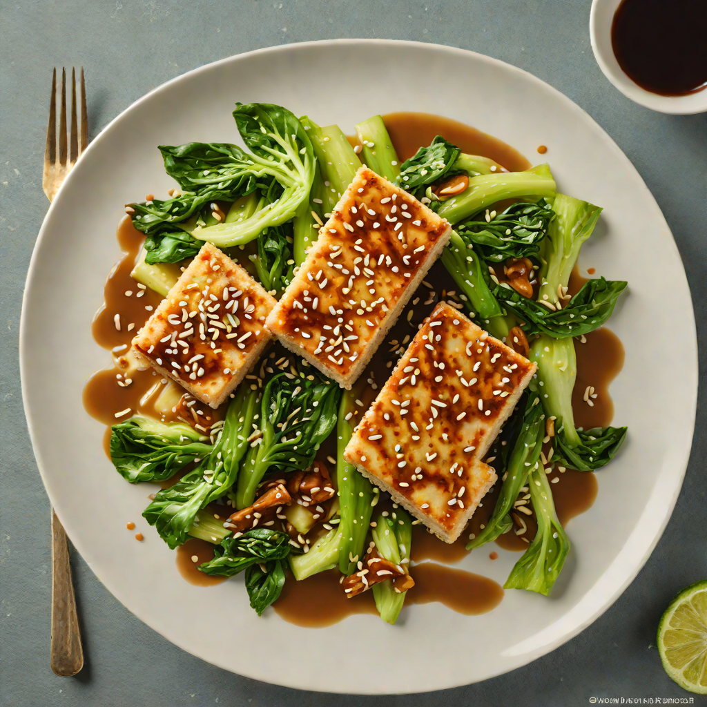 Pan-Fried Tofu with Ginger-Soy Glaze and Sesame Bok Choy
