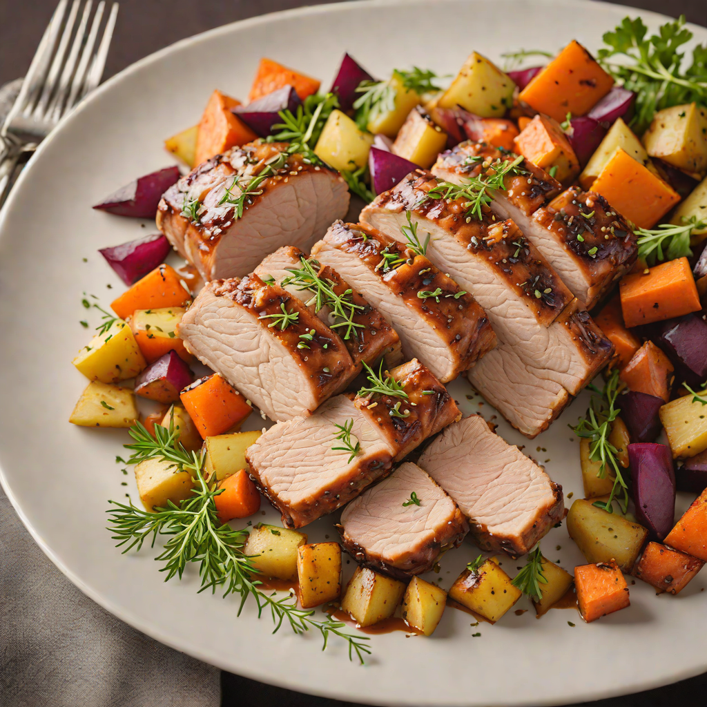 Honey-Dijon Roasted Pork Loin with Maple-Glazed Root Vegetables