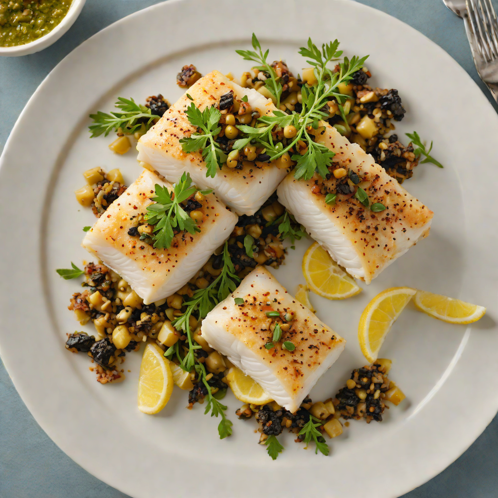 Baked Cod with Lemon-Caper Olive Tapenade