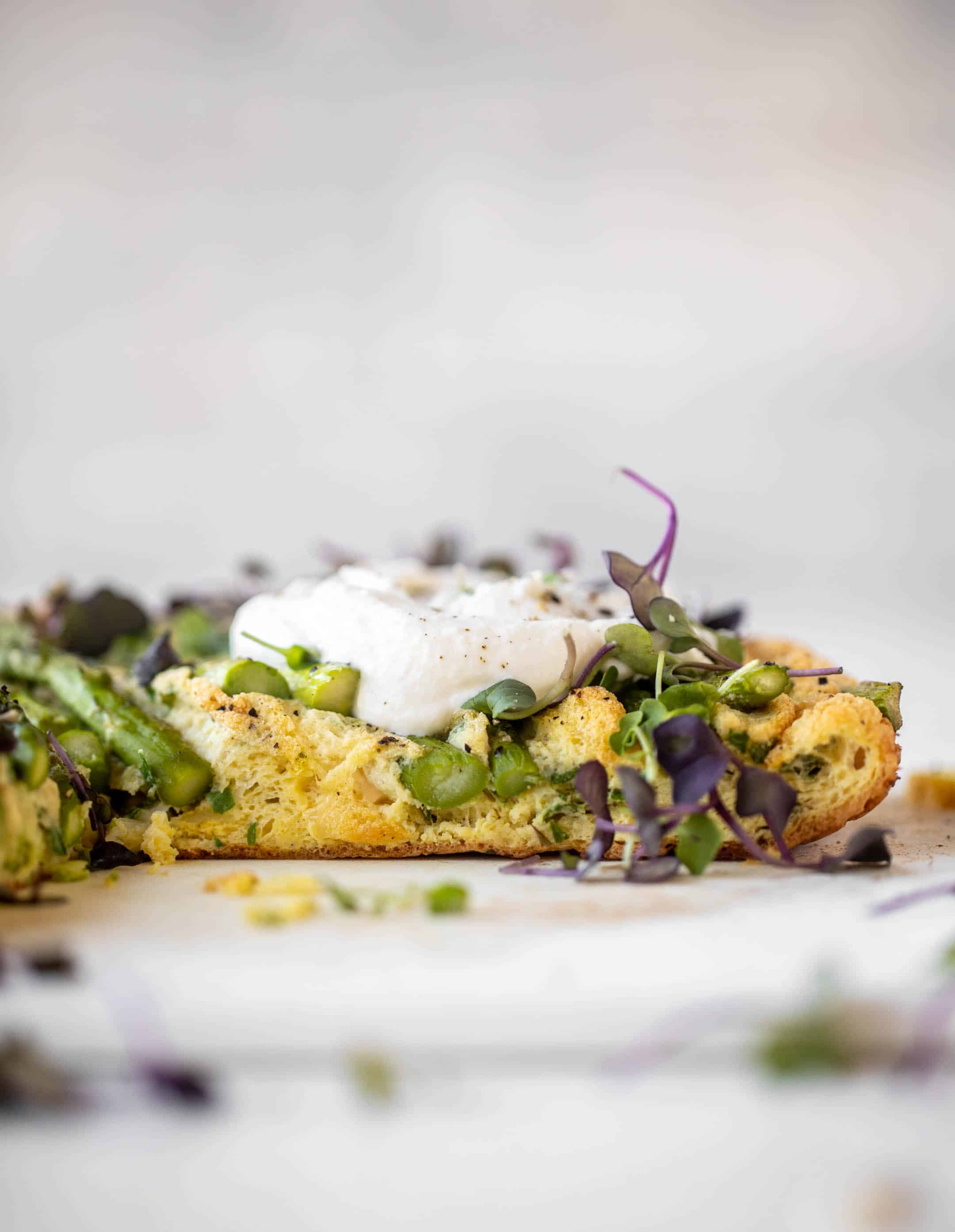 Asparagus Soufflé Frittata with Green Goddess Roasted Carrot Salad
