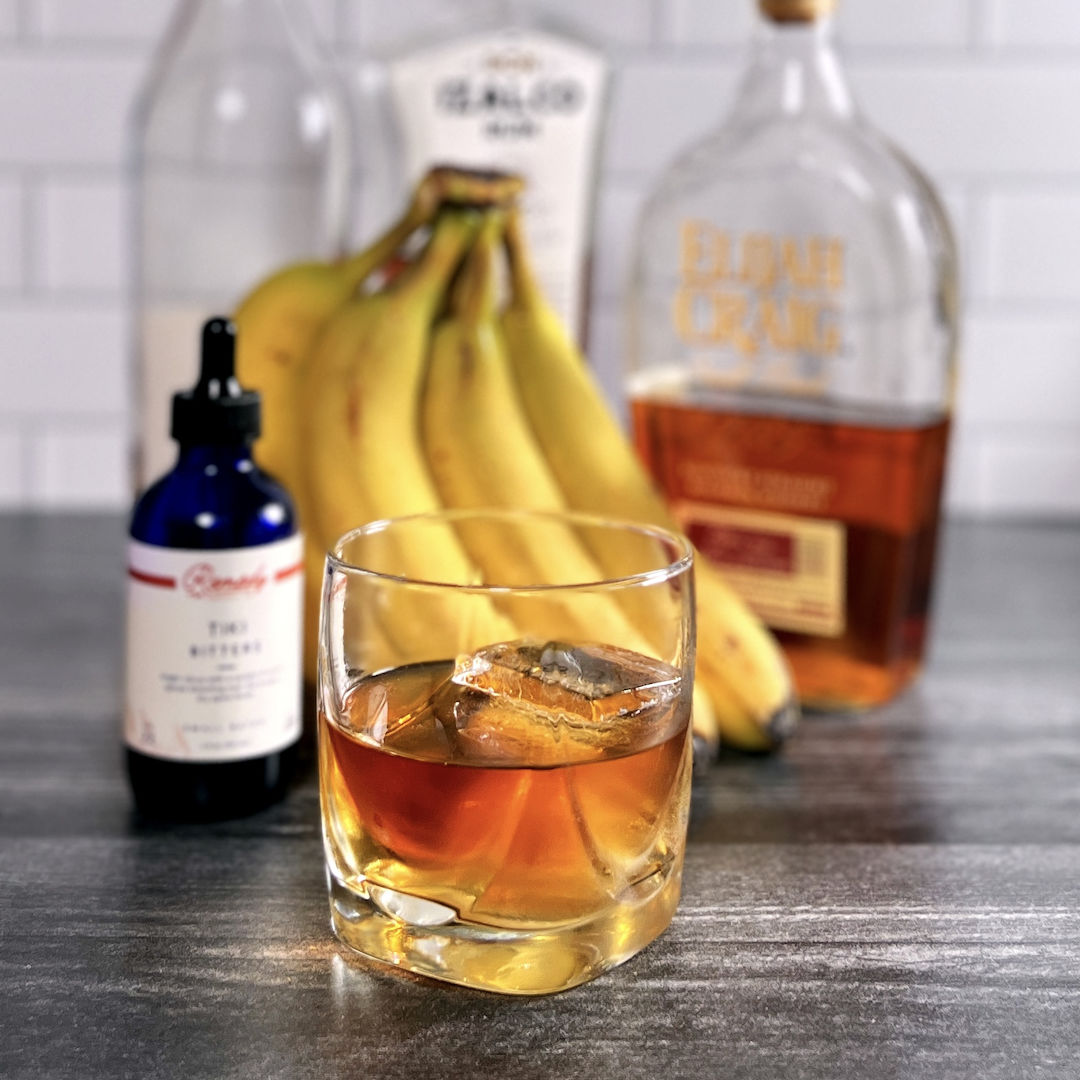 Smoky Bourbon and Banana Liqueur Tiki Cocktail