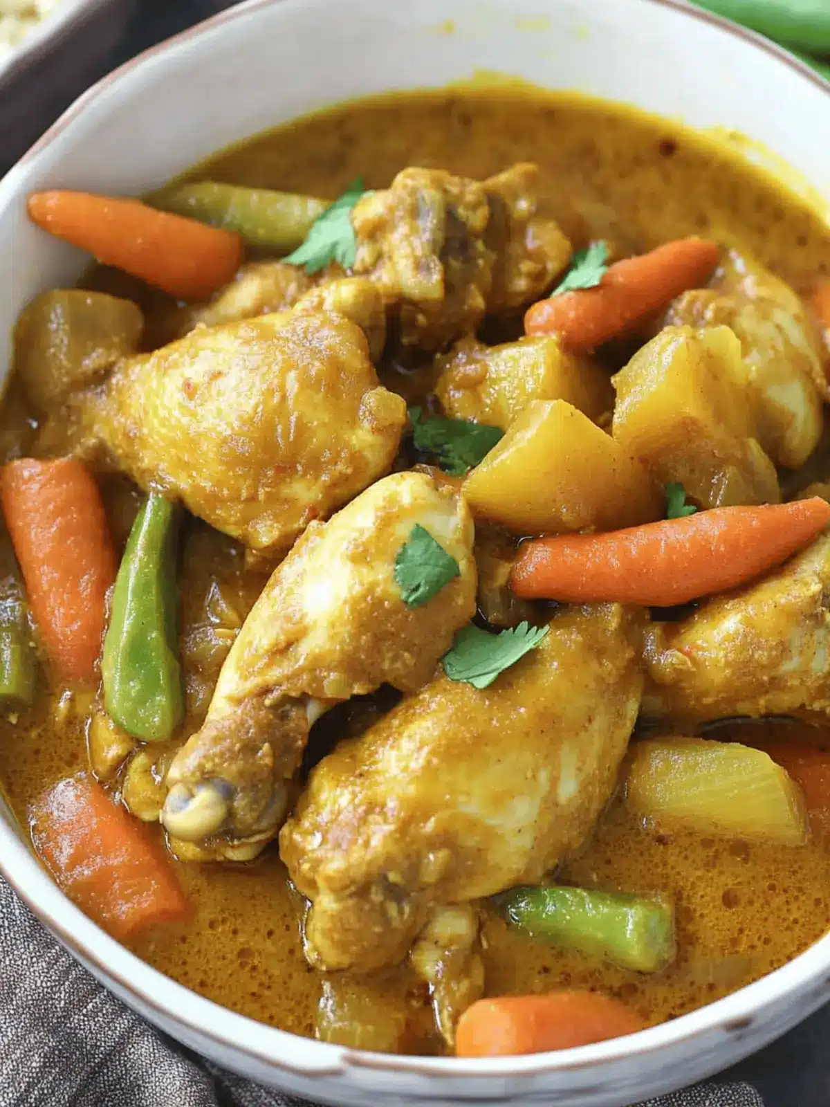 Stewed Filipino Chicken Curry with Coconut Milk and Vegetables