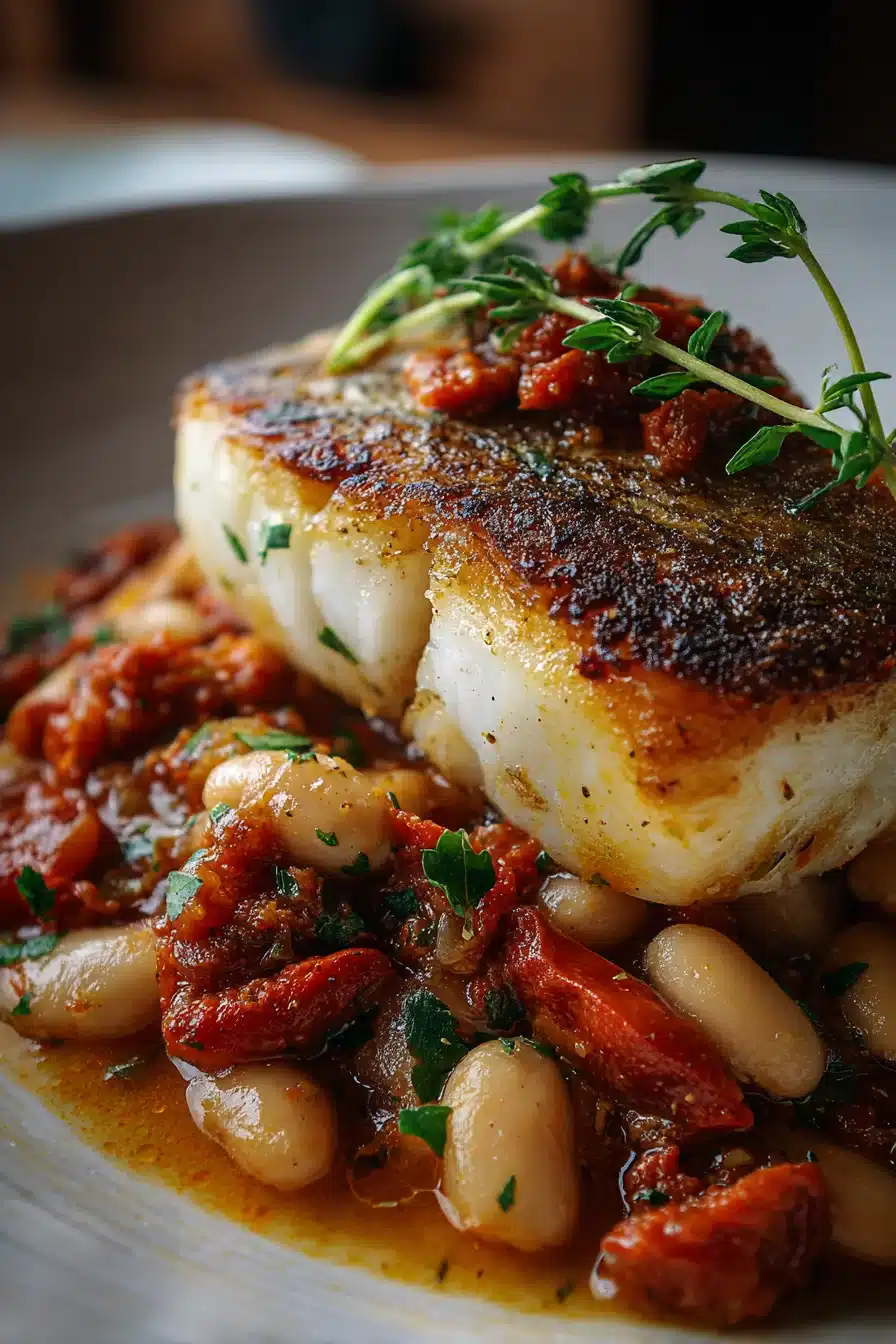 Pan-Seared Cod with Chorizo and Cherry Tomatoes