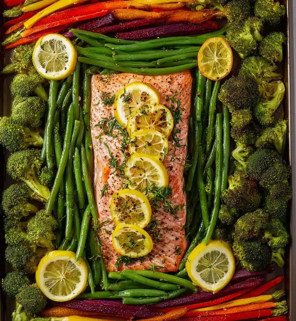 Sheet Pan Herb-Crusted Salmon with Crispy Root Veggies