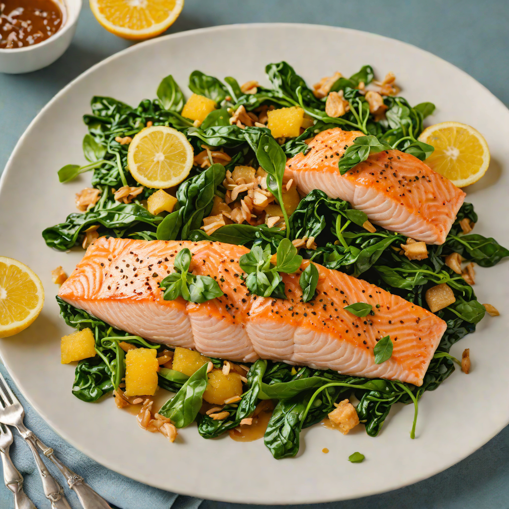 Citrus-Ginger Salmon with Sautéed Spinach