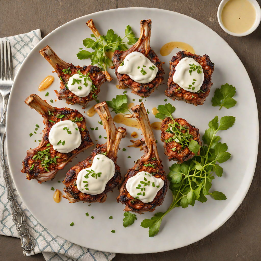 Oven-Roasted Herb-Crusted Lamb Chops with Garlic Yogurt Sauce