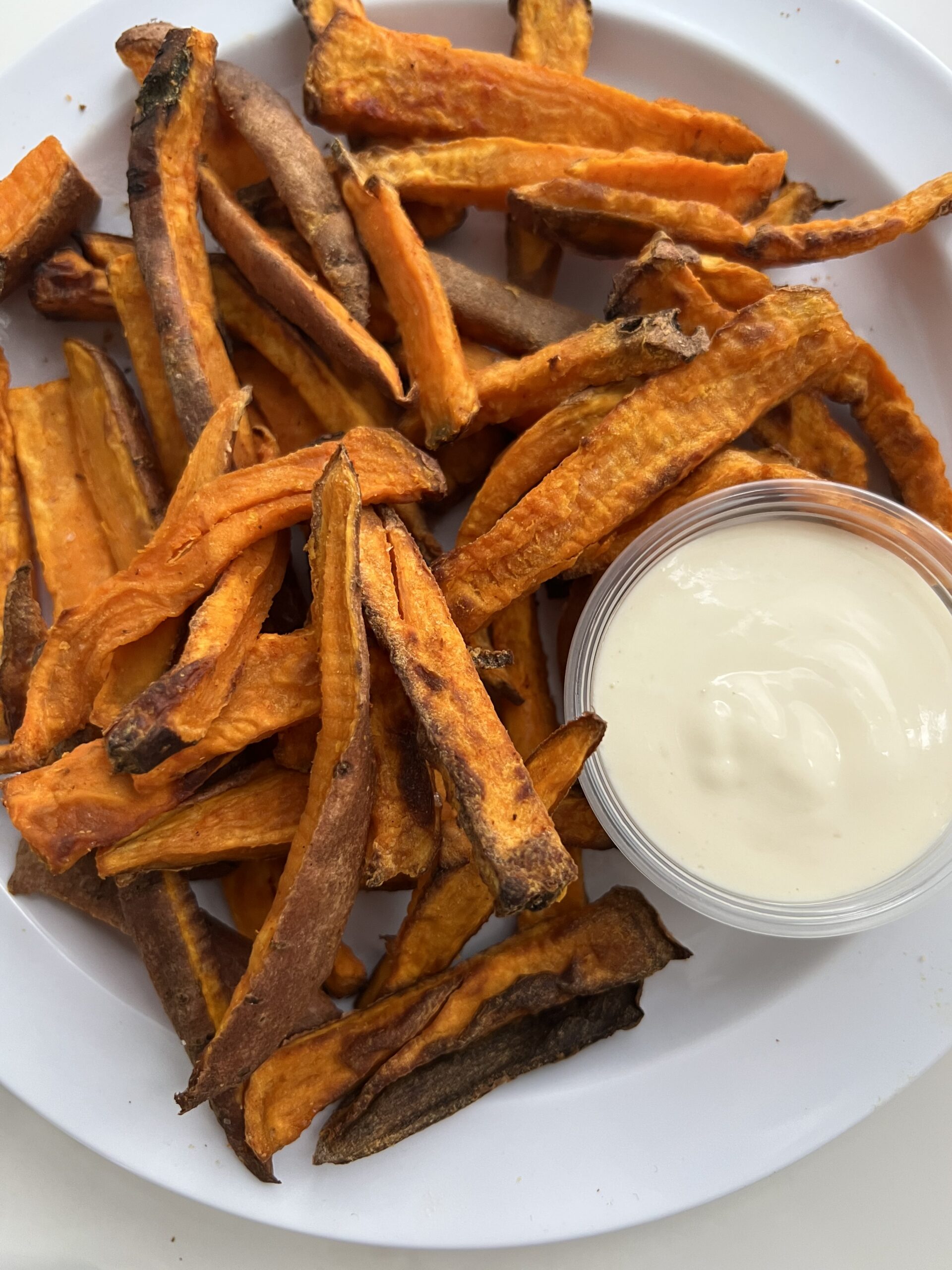 Crispy Air-Fried Sweet Potato Fries with Lemon-Dill Aioli