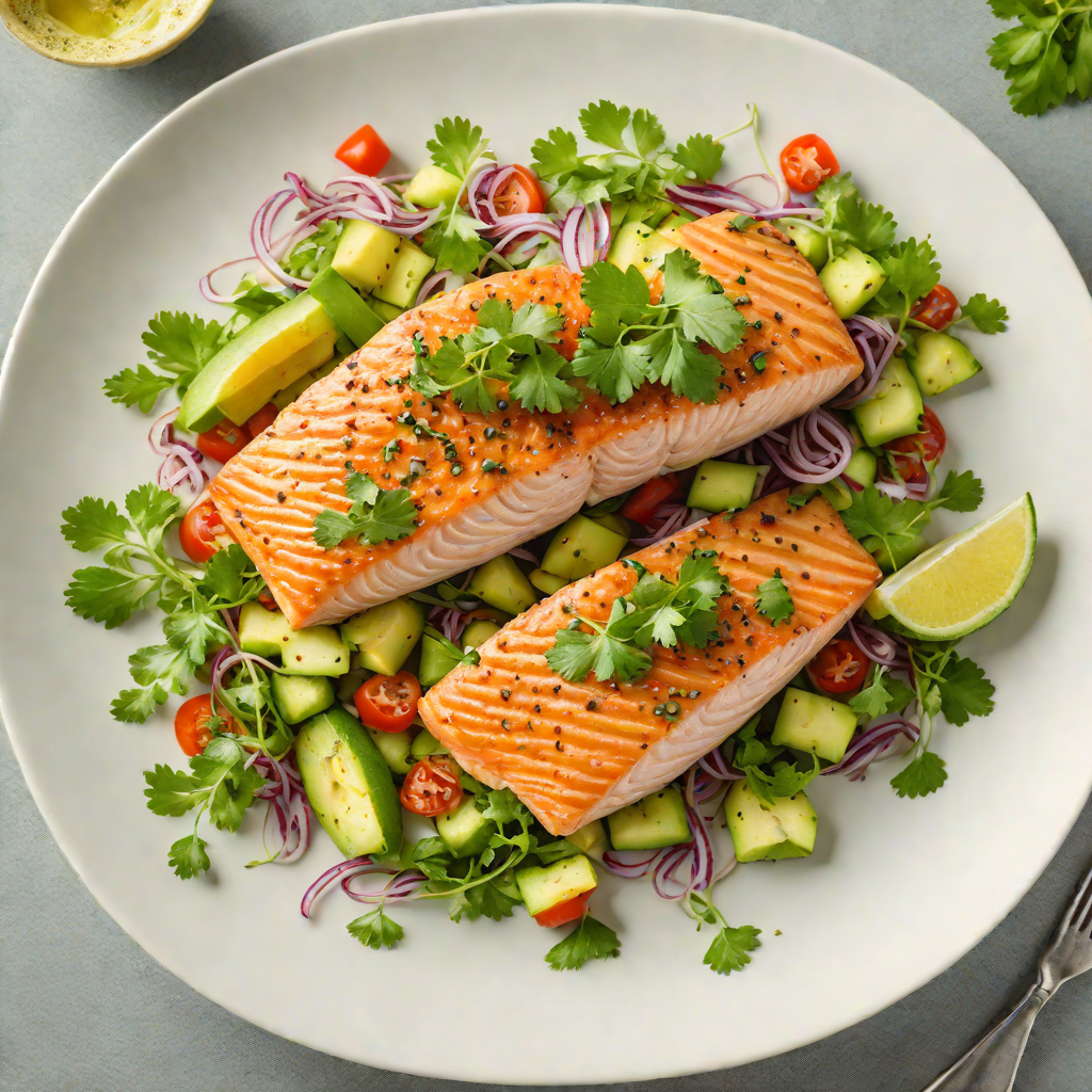 Pan-Roasted Salmon with Avocado-Cilantro Salad