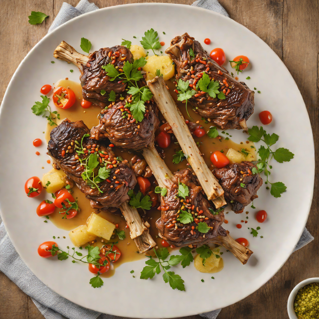 Slow-Cooked Lamb Shanks with Finger Lime and Native Pepper