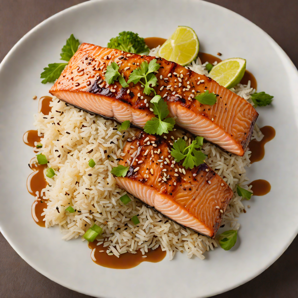 Pan-Seared Soy-Ginger Glazed Salmon with Sesame Rice