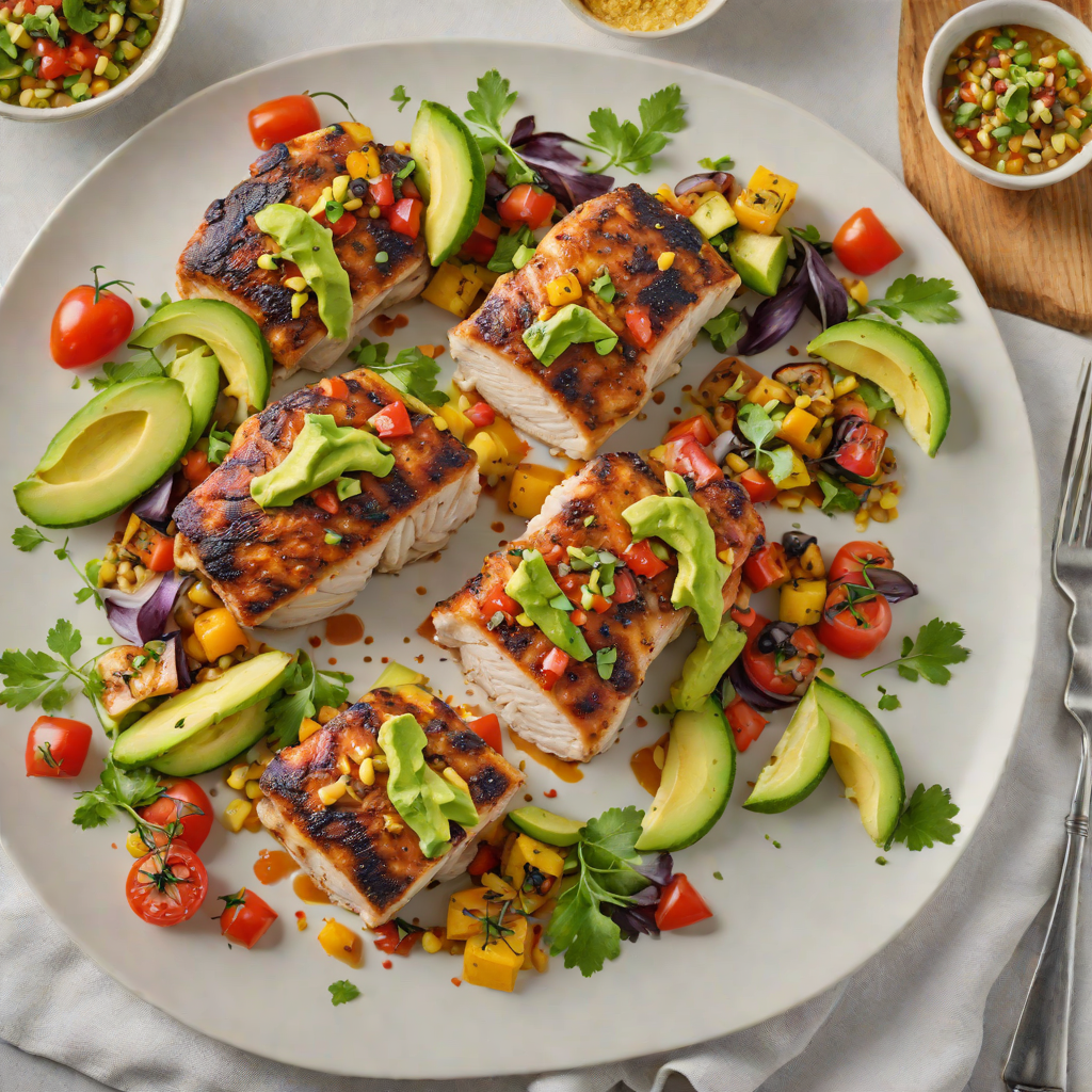 Pan-Seared Chicken Thighs with Roasted Vegetables and Avocado Salsa