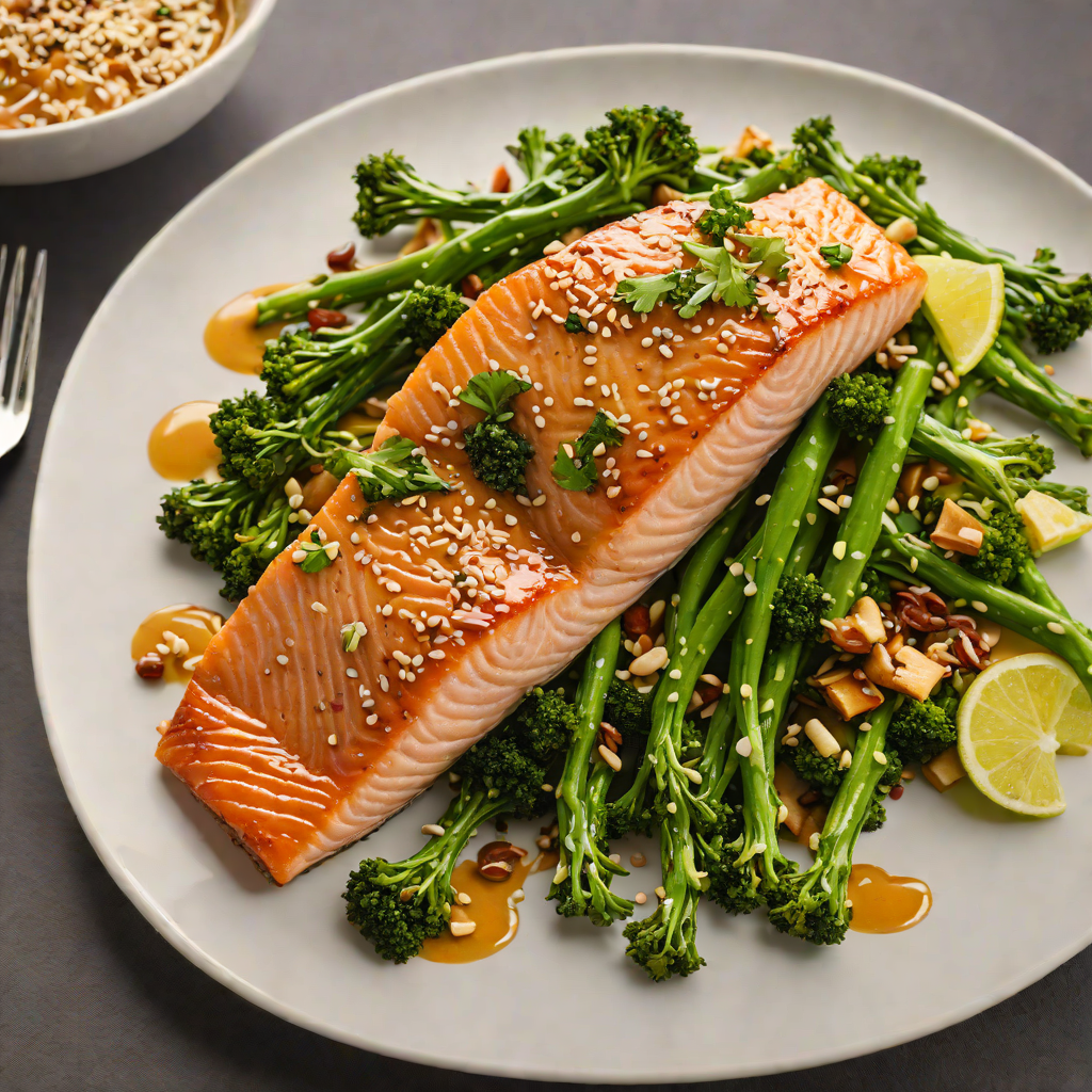 Pan-Seared Salmon with Miso-Maple Glaze and Sesame Broccolini