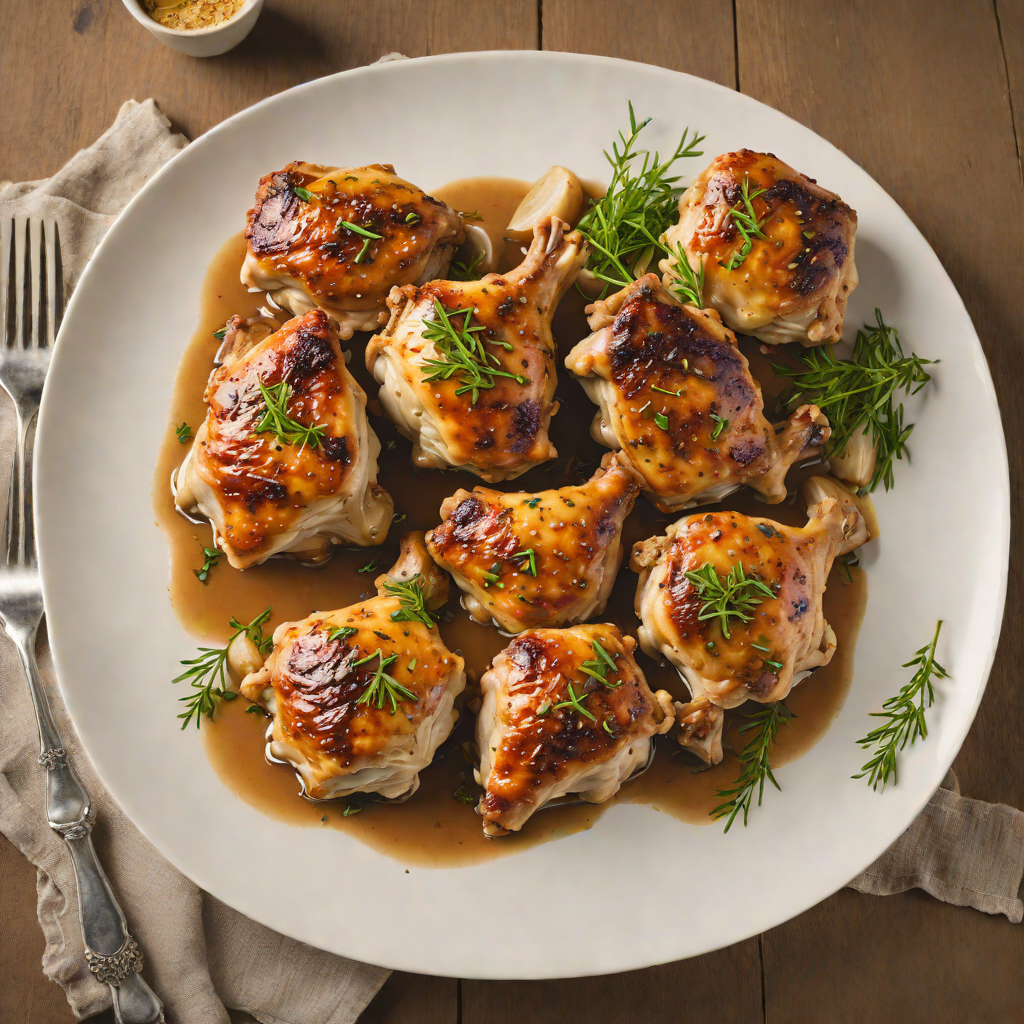 Half & Half Braised Chicken Thighs with Garlic and Thyme