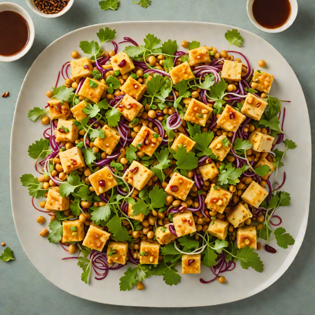 Burmese Chickpea Tofu Salad with Tamarind Dressing