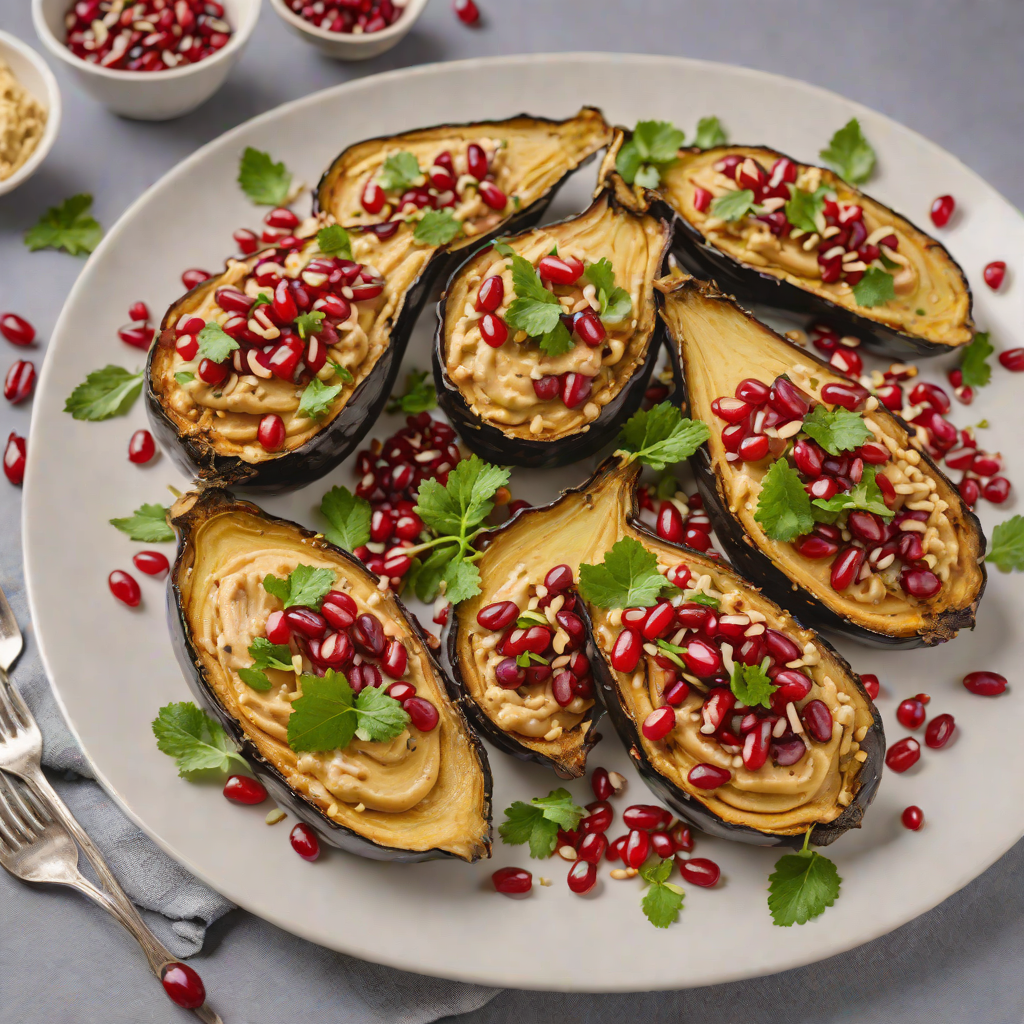 Oven-Roasted Eggplant with Tahini and Pomegranate Seeds