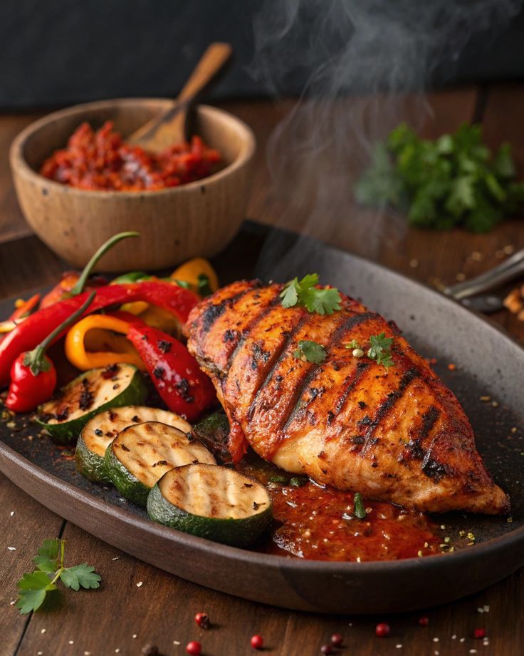 Pan-Seared Chicken with Charred Tomato and Cumin Yogurt Sauce