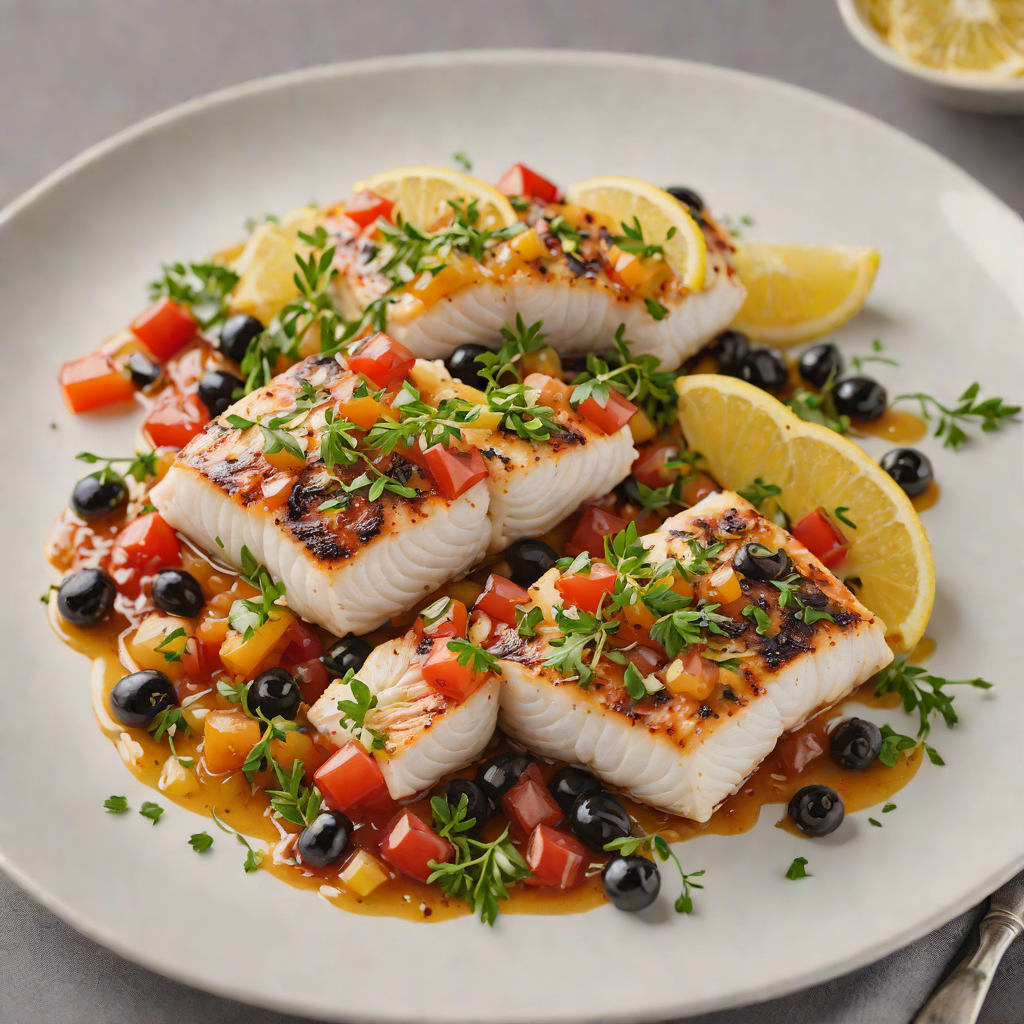 Lemon-Thyme Roasted Cod with Mediterranean Olive and Tomato Relish