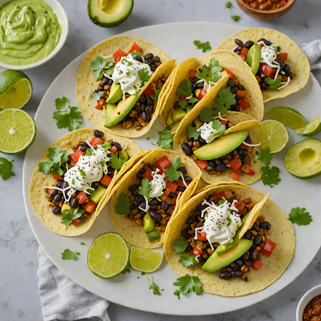 Chile-Lime Black Bean Tacos with Avocado Crema