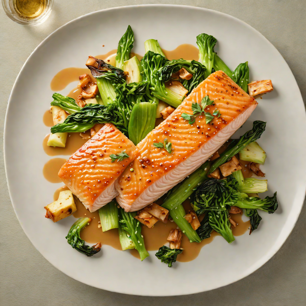 Pan-Roasted Salmon with Miso Glaze and Sautéed Bok Choy