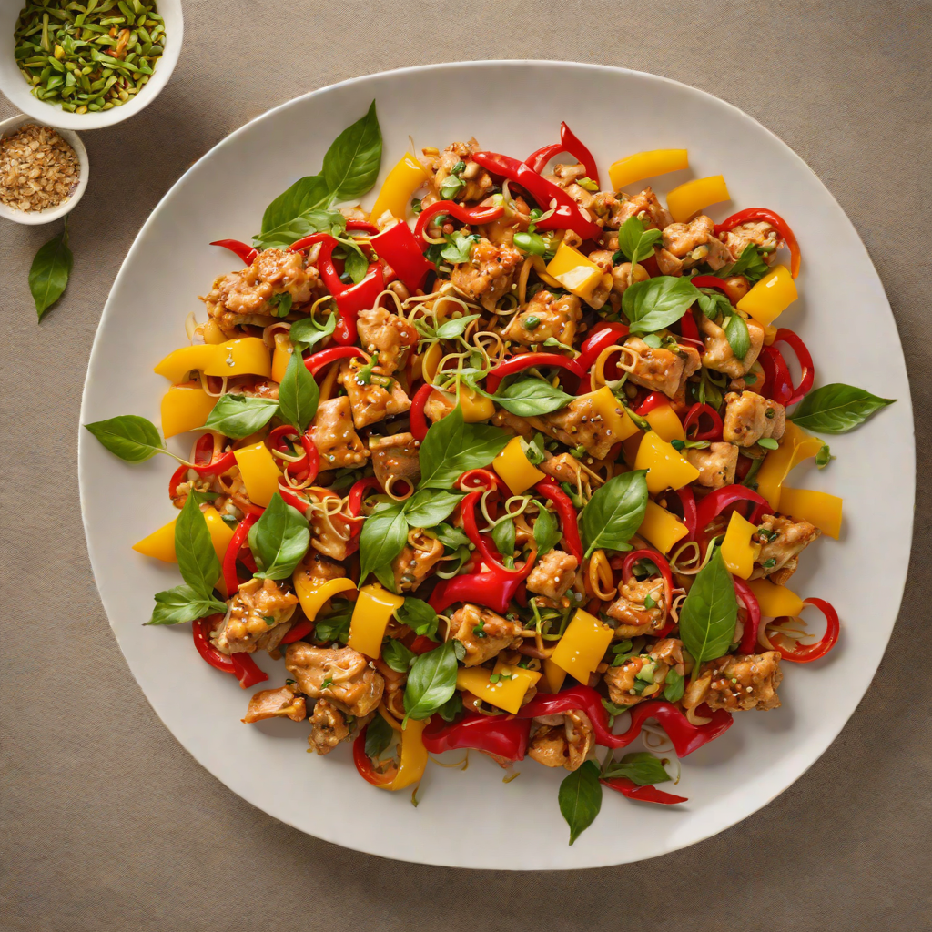 Stir-Fried Lemongrass Chicken with Bell Peppers and Thai Basil