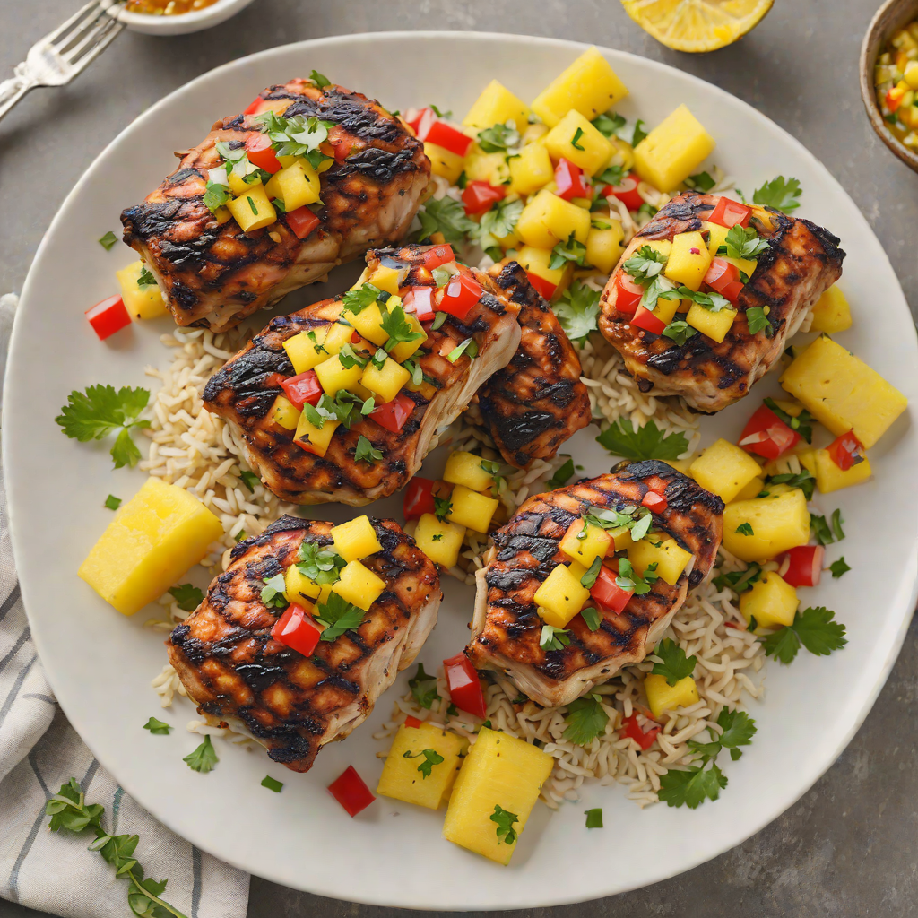Grilled Jerk-Spiced Chicken Thighs with Pineapple Salsa