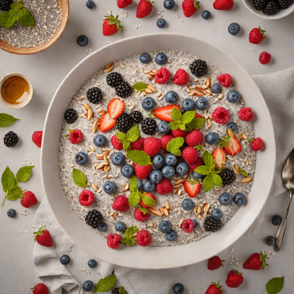 No-Bake Chia Seed Coconut Pudding with Berries