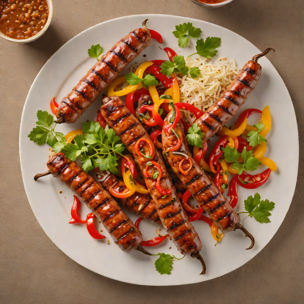 Grilled Spiced Sausage with Roasted Peppers and Garlic