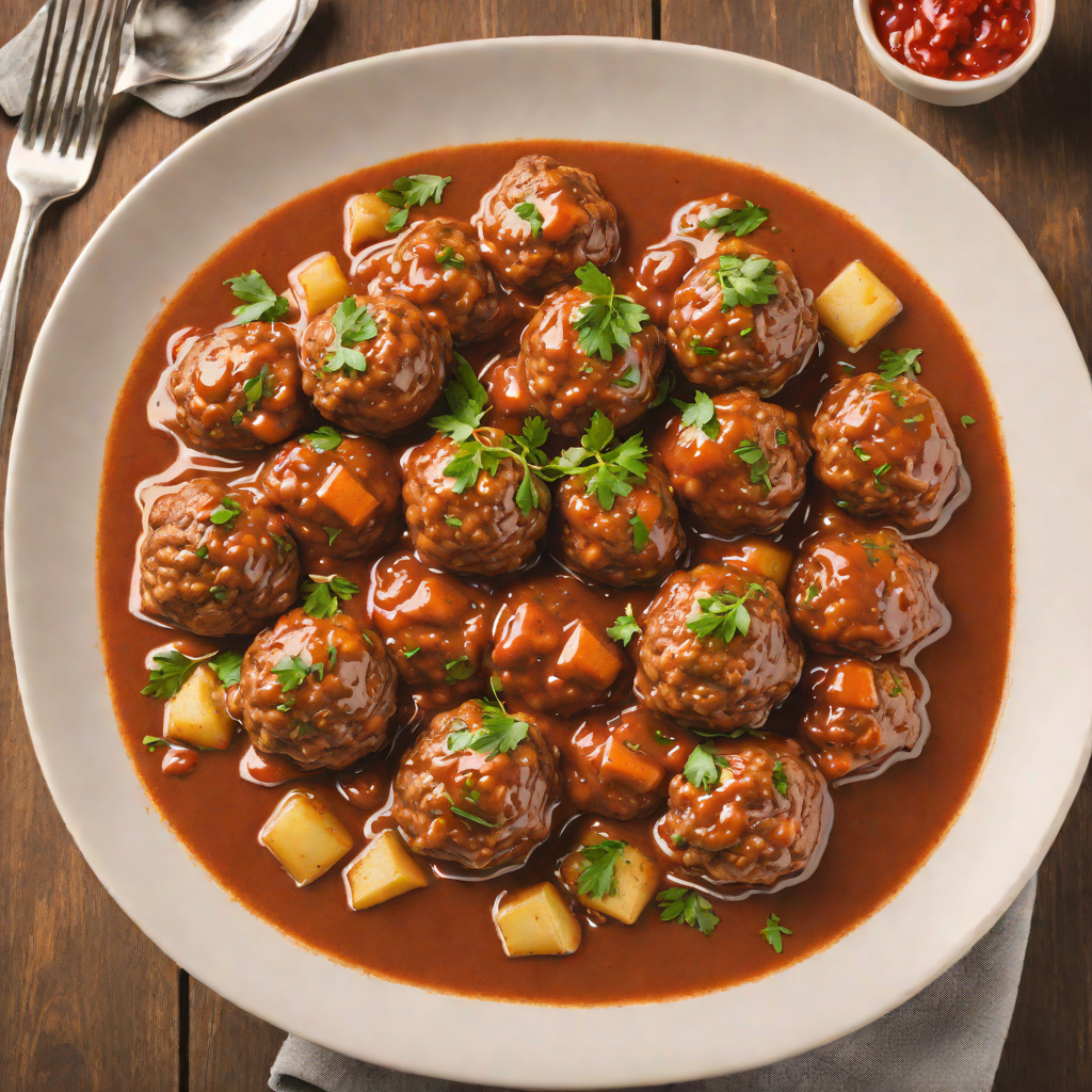 Beef and Sausage Meatball Stew with Red Gravy