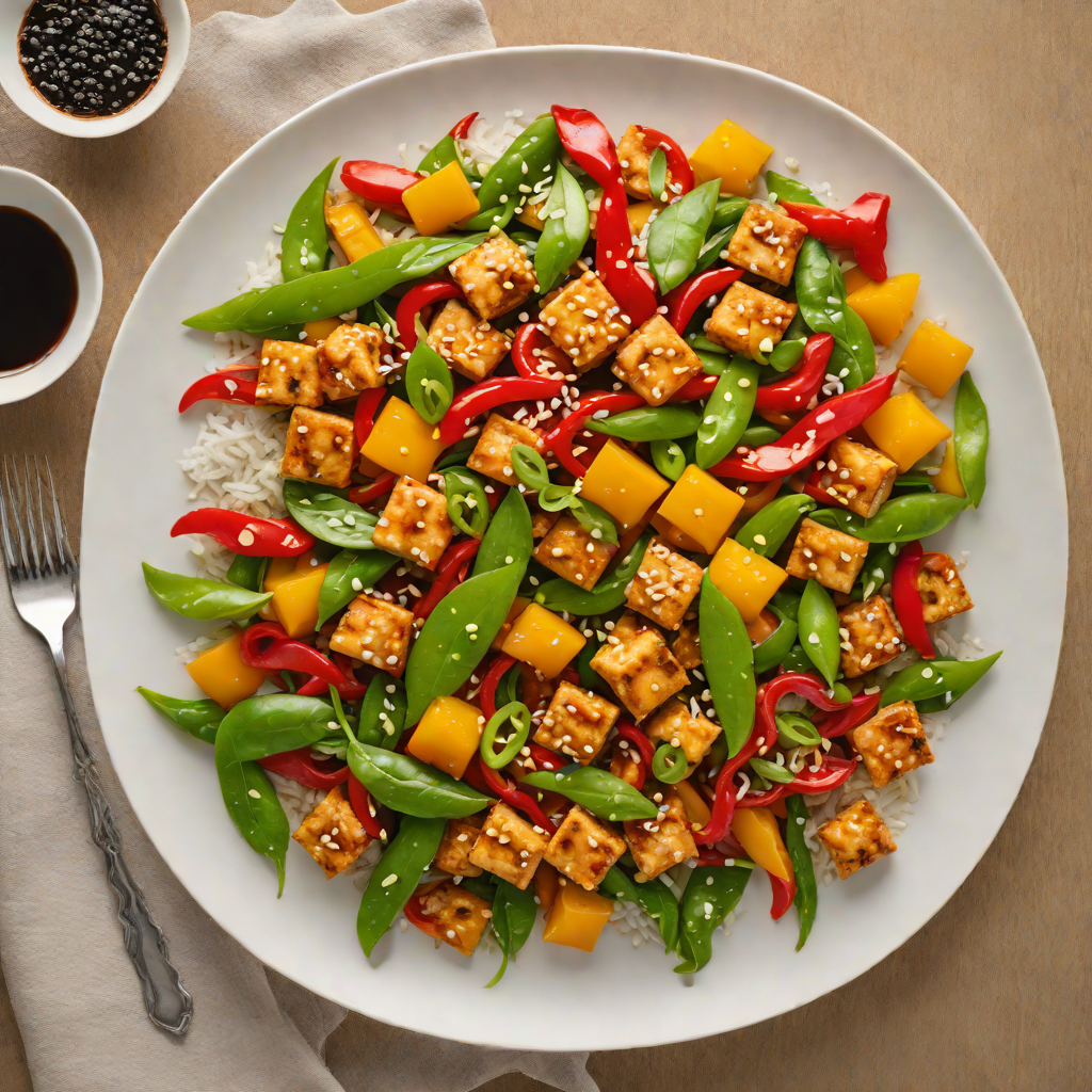 Sichuan-Style Spicy Tofu Stir Fry with Bell Peppers and Snow Peas