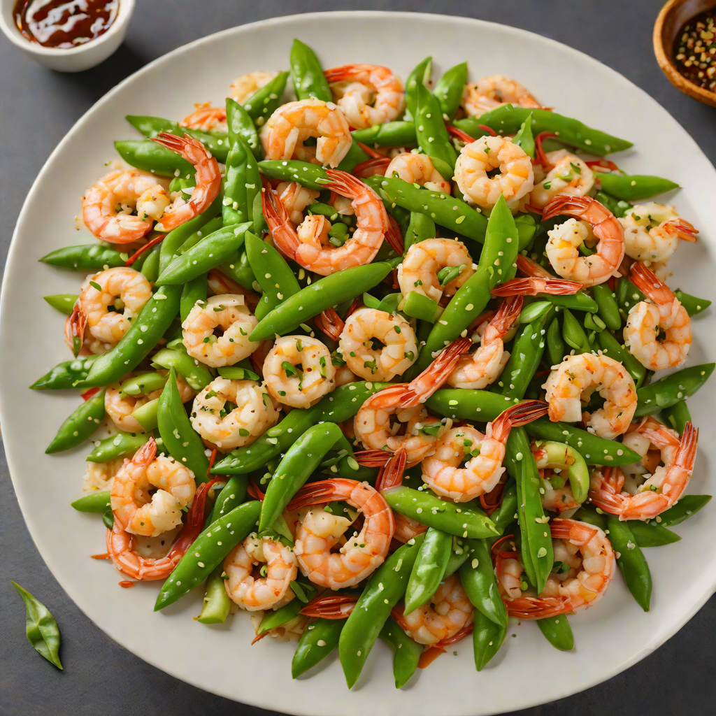 Shrimp Stir-Fry with Garlic Ginger Sauce and Snow Peas