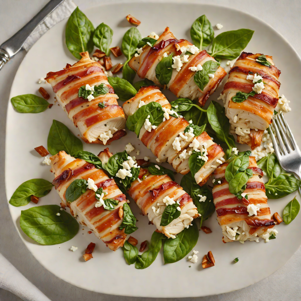 Bacon-Wrapped Stuffed Chicken Breasts with Spinach and Feta