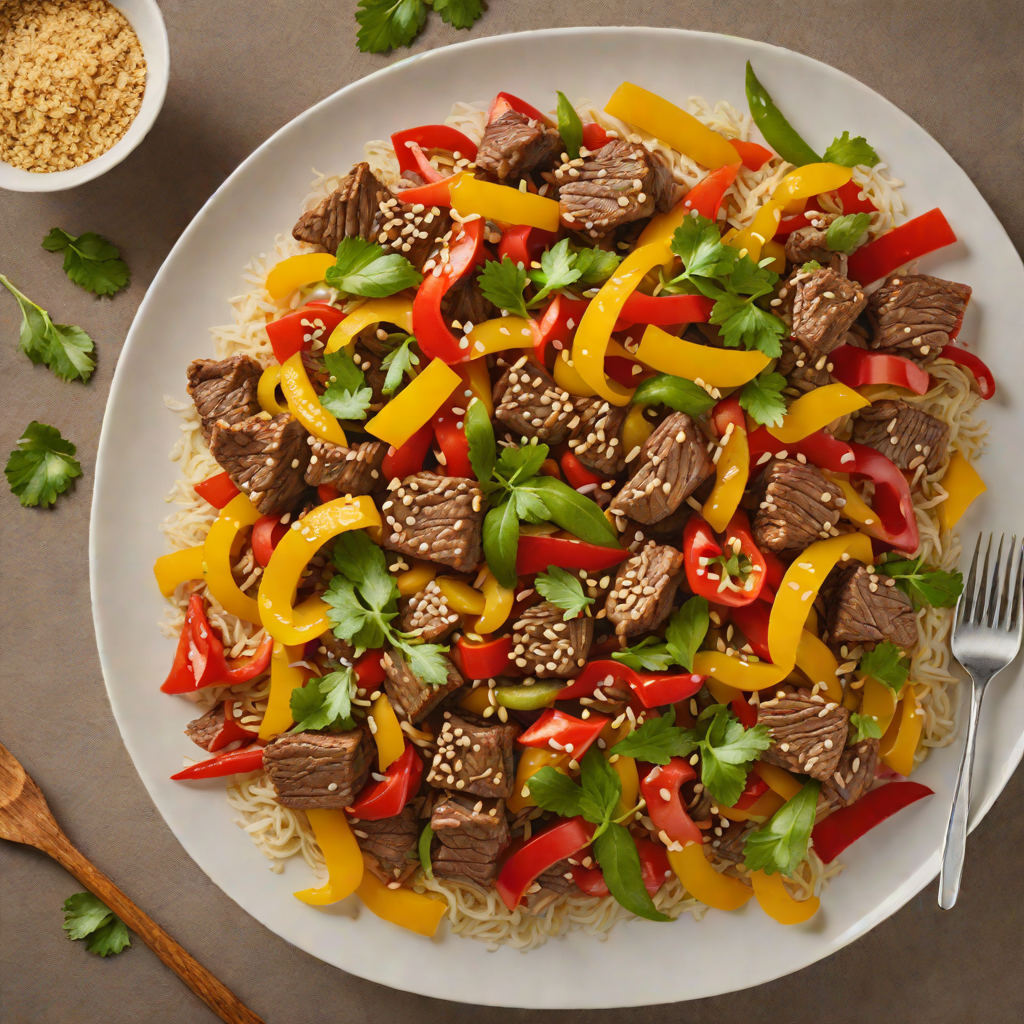 Sautéed Beef and Bell Pepper Stir-Fry with Ginger and Sesame