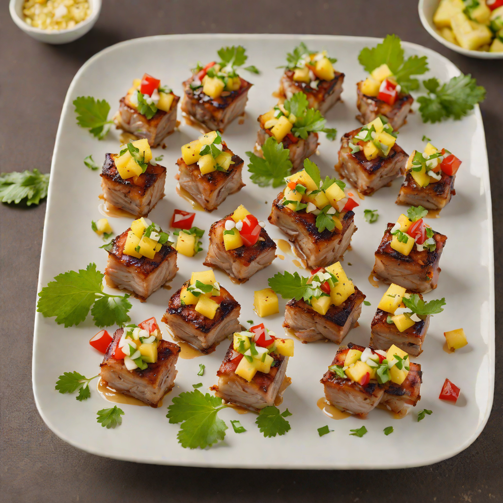 Tiki-Spiced Pork Belly Bites with Pineapple Salsa